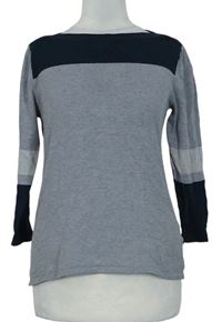 Dámsky sivo-tmavomodrý sveter s pruhmi Next
