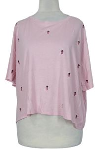 Dámske ružové crop tričko s jahůdkami New Look