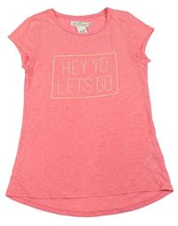 Neónově ružové tričko s nápisom H&M