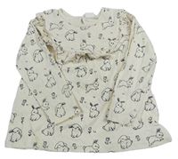 Smotanové tričko s králíčky H&M
