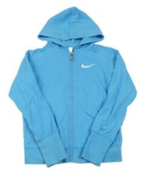 Azurová ľahká prepínaci mikina s logom a kapucňou Nike