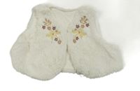 Biela kožušinová vesta s kvietkami George