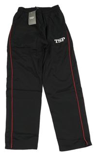 Nové- Černé šusťákové podšité kalhoty s písmeny a proužkem