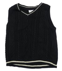 Čierna pletená vesta s proužkem S. Oliver