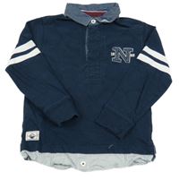 Tmavomodré mikinotriko s písmenem a košeľovým golierom Next