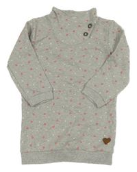 Svetlosivé bodkovaná é teplákové šaty so srdiečkami Topomini