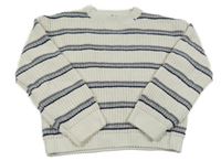 Smotanový pruhovaný žinylkový sveter Yigga