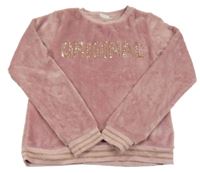 Růžová chlupatá mikina s nápisem KappAhl