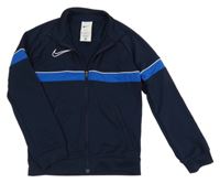 Tmavomodro-modrá sportovní funkční propínací mikina s logem Nike