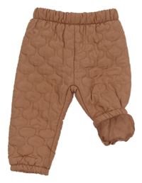 Starorůžové šusťákové prošívané zateplené kalhoty 