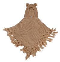 Světlerůžové pletené pončo s kapucí TU