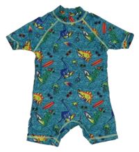 Modré melírované UV overal s dinosaurami F&F