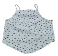 Šedomodrý crop top s kvietkami H&M