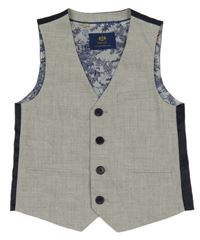 Šedo-tmavomodrá společenská vesta Next