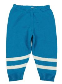 Petrolejovo-biele pletené tepláky Babyhug