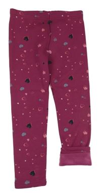 Vínové zateplené legíny so srdiečkami