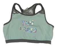 Světlemodro-sivý športový crop top s nápisom LC Waikiki