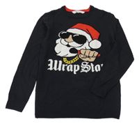 Tmavomodrý sveter so Santou H&M