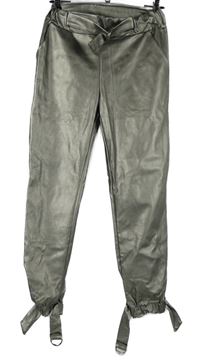 Dámske strieborné členkové é nohavice s pásky Milady