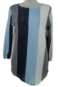 Dámsky tmavomodro-modro-biely pruhovaný ľahký sveter Gerard