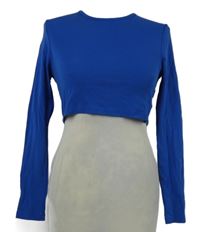 Dámske kobaltově modré crop tričko Shein