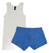 2set - biely nátělník + modré boxerky