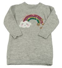 Sivé pletené šaty s duhou z flitrů Primark