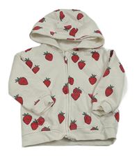 Bílá propínací mikina s jahodami a kapucí Primark