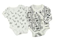 2x bílé body - se zvířaty + zavinovací se žirafami