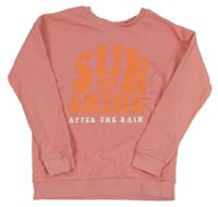 Ružová mikina s nápisom Tu