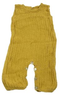 Okrové pletené laclové tepláky