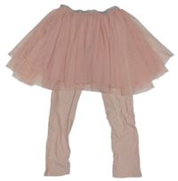 Světlerůžové capri legíny s tylovou sukní dopo