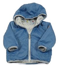 Modrá šusťáková jarní oboustranná bunda s kapucí Mantaray