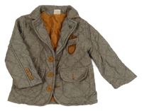 Hnedé melírované prešívané sako s nášivkou