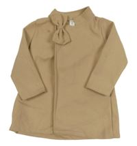 Béžový flaušový kabát s mašlou Shein