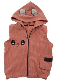 Staroružová rebrovaná prepínaci vesta s ňufáčikom  a kapucňou