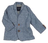 Modré melírované lněné sako Next