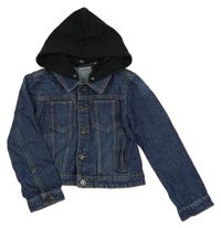 Tmavomodrá riflová crop bunda s kapucí Alive