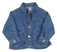 Modrá rifľová bunda so srdiečkami zara