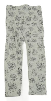 Světlešedé melírované legíny s kytičkami F&F