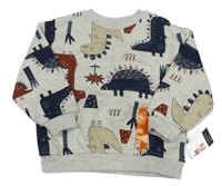 Nové - Šedá mikina s dinousaury Primark