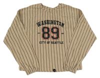 Béžovo-čierna pruhovaná mikina s číslom