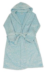 Světlemodrý leopardí plyšový župan s kapucí Yd.
