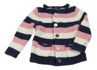 Ružovo-tmavomodro-biely pruhovaný prepínaci sveter George