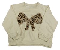 Svetlobéžová mikina s leopardí mašlou H&M