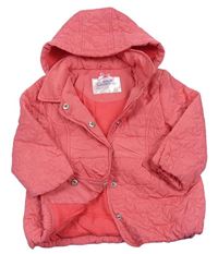 Ružová šušťáková prešívaná zateplená bunda s kapucňou Mothercare