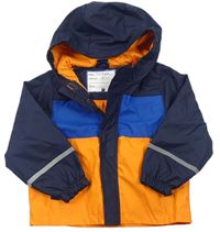 Tmavomodro-modro-oranžová nepromokavá jarná bunda s kapucňou Kiki&Koko