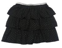 Čierna šifónová vrstvená sukňa s bodkami Primark
