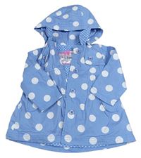 Modrá plátenná jarná parka s bodkami a kapucňou Mothercare