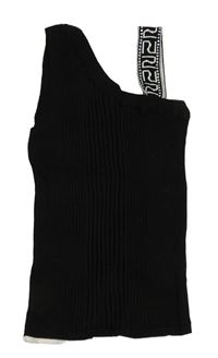 Čierny rebrovaný pletený top s logy River Island